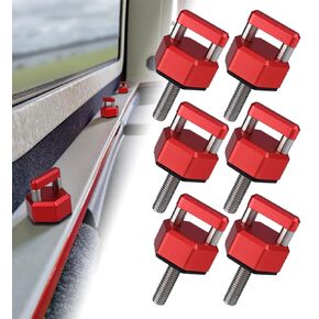 Quick Removal Thumb Screw with D Ring, Aluminum Alloy Hardtop Bolts Compatible with Jeep Wrangler JK JKU JL JLU JT, Red(6 PCS)