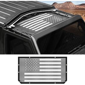 for JL JT Sunshade, Front Mesh Bikini Top Compatible with 2018-2023 Jeep Wrangler JL JLU Gladiator JT 2 Door & 4 Door (American Flag)