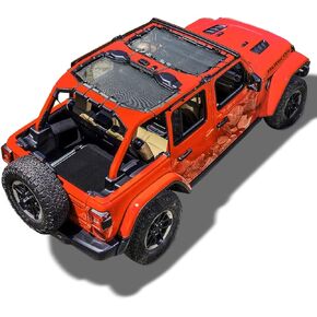 Savadicar Sunshade Top, Mesh Sun Shade Cover, UV Bikini Screen Blocker Compatible with 2018-2023 Jeep Wrangler JL JLU 4 Door, Front and Rear 2 Piece, Black