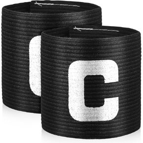 Captain C Arm Band: Soccer Captain Arm Bands, Elastic Soccer Captain Armband, Adjustable Football Captains Armbands for Youth & Adult Black