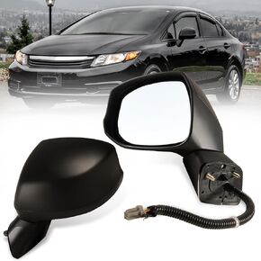 Left Driver side Mirror Fits 2012-2015 Honda Civic with Power Glass 丨Non-heated Without Turn Signal Light Replaces 76252TR0A01 (3 Pins) in Kuwait