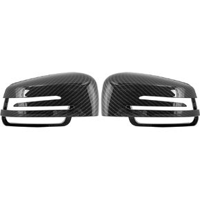 X AUTOHAUX Pair New Exterior Rear View Mirror Housing Door Wing Mirror Covering Cap Carbon Fiber Pattern for Mercedes Benz a B C E GLA Class W204 W212