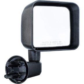 Dependable Direct Left Driver Side Textured Manual Operated Non-Heated Folding Mirror Compatible With Jeep Wrangler 2007-2016 - Parts Link # CH1320271