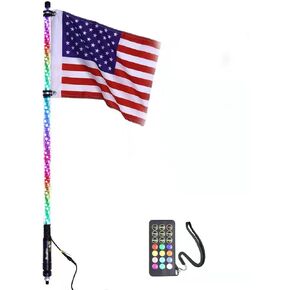Beatto 5FT(1.5M) RF Remote Control RGB LED Whips Light with Dacning/Chasing Light LED Antenna Light for Off- Road Vehicle ATV UTV RZR Jeep Trucks Dunes. (5FT-1PC)