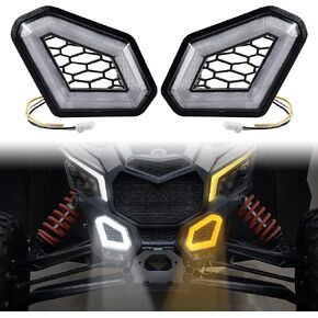 SAUTVS LED Front Accent Lights for Can-Am X3, LED Auxiliary Lights Front Fascia Signature Accent Turn Signal Lights Grill Lamps for Can Am Maverick X3 MAX Turbo R RR 2017-2024 Accessories (2PCS)