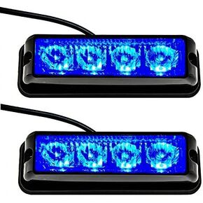 2 PCS 4-LED Emergency Strobe Lights for Trucks 12-24V Warning Flashing Light Surface Mount Hazard Light Bar for SUV Car ATV Vehicles Amber