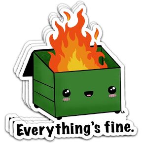 3 Pcs - Funny Dumpster Fire Meme Sticker3x4 inch, I'm Fine It's Fine Everything is Fine Laptop Bottle Phone Window Car Bumper Sticker A1-31082112