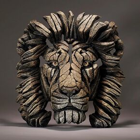 Enesco Edge Sculpture Lion Head Animal Bust Figurine, 16.93 Inch, Gold