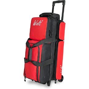 WOLT |3 Ball Bowling Bags with Wheels,3 Ball Bowling Bag with Separate Shoe Compartment,Ultra-large Capacity Bowling Ball Bag with Accessory Pocket, Retractable Handle extends to 38’’