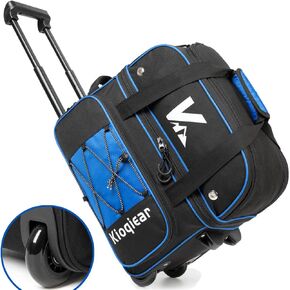 Double Roller 2 Ball Bowling Bag with Large Separate Shoe Compartment and Oversized Accessory Pocket, 36" Extendable Handle.