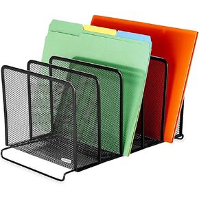 Rolodex 22141 Mesh Stacking Sorter Five Sections Metal 8 1/4 x 14 3/8 x 7 7/8 Black