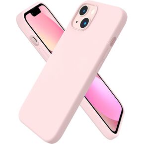 ORNARTO متوافق مع حافظة iPhone 13 6.1، غطاء حماية من السيليكون السائل النحيف 3 طبقات مغطى بالكامل بمطاط الجل الناعم مقاس 6.1 بوصة - وردي طباشيري