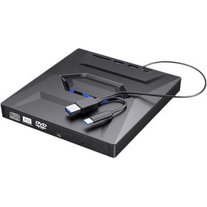 USB 3.0 USB C External 3D Blu-ray Writer BD-RE BD Burner Drive CD DVD Burner with SD Card Reader and USB 3.0+2.0+Type-C Input Ports for Laptop PC Windows 11/10/8/7, Linux, Mac OS