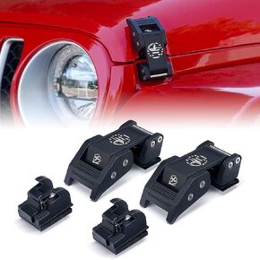 Xprite Aluminum Hood Latches with U.S. Flag, Adjustable Hood Latch Catches Kit Compatible with Jeep Wrangler JK JKU 2007-2018 & Jeep Wrangler JL JLU 2018-2021 Gladiator JT