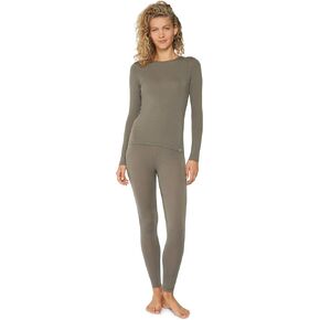 DANISH ENDURANCE Women's Merino Wool Base Layer Set, Thermal Underwear for Women, Top and Bottom