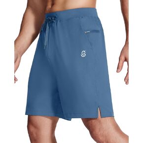ISEEGZ Men's Athletic Running Shorts with Zipper Pockets Quick Dry Lightweight Gym Golf Sweatpants Basketball Shorts