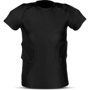 Youth Padded Compression Shirt for Boy's | Protective Gear, Rib Shoulder Protector Undershirt for Football,Baseball & Softball Small | Half Sleeve Small in Kuwait