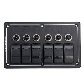 Amarine-made 6 Gang Aluminium LED Rocker & Circuit Breaker لوحة مفاتيح Rv للقوارب البحرية المقاومة للماء - AMLB6Z