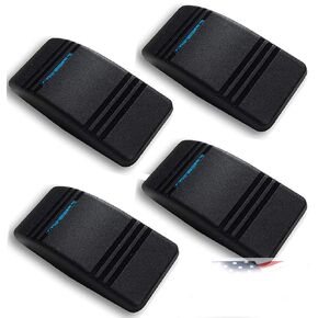 4X Carling Actuator/Rocker hard plastic Switch Cover Black w/Blue Slit Lens