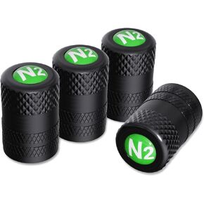 CKAuto 4 Pcs Aluminum Tire Valve Stem Caps with N2 Nitrogen Logo, Universal Stem Covers for Cars, SUVs, Bike and Bicycle, Trucks, Motorcycles | TPMS Safe | Corrosion Resistant | Dust Proof, Black
