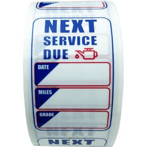 Oil Change Stickers 250 Pcs Per Roll-Service Reminder Stickers - 2" x 1,25" Premium Clear Stock-Windshield Stickers-Checkered Flag- Peel & Write and Stick with No Residue Car Sticker