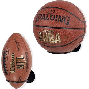 Wallniture Palla Ball Storage Rack Wall Mounted Set of 2, Soccer Ball, Volleyball, Football & Basketball Rack for Man Cave Decor and Kids Room Decor, Display Stand for Sports Memorabilia, Black