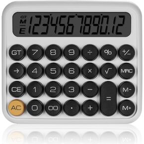 Mechanical Switch Calculator, Yellow Calculator Cute 12 Digit Large LCD Display Big Button Calculator Clear Standard for Daily and Basic Office,Automatic Sleep,with Battery