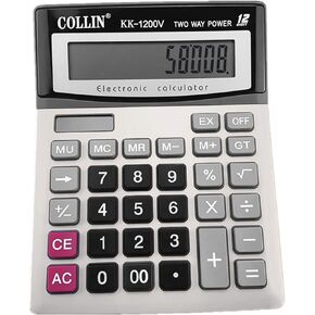Desk Calculator, 12-Digit Solar Battery Office Calculator with Large LCD Display Big Sensitive Button, Dual Power Desktop Calculators