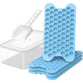Small Ice Cube Tray for Freezer: FDDAI Easy Release Ice Cube Maker - Stackable Cubed Ice Trays and Bin - Making Tiny Honeycomb Icecubes