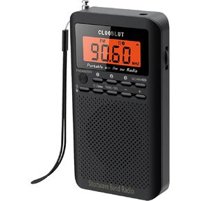 RD218 shortwave Radio FM/AM/SW Band Transistor Powered by AA Batteries with Key Backlight LCD Display Digital Alarm Clock Sleep Timer,Best Reception,Best Sound Quality Mini Radio for Running