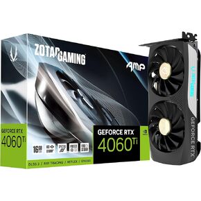ZOTAC Gaming GeForce RTX 4060 Ti 16GB AMP DLSS 3 16GB GDDR6 128-bit 18 Gbps PCIE 4.0 Compact Gaming Graphics Card, IceStorm 2.0 Advanced Cooling, Spectra RGB Lighting, ZT-D40620F-10M in Kuwait