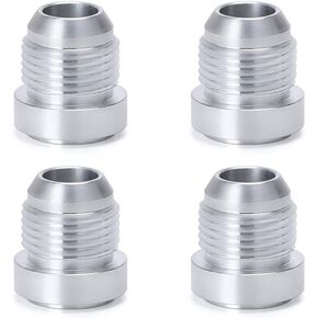PQY 6AN/8AN/10AN Male Weld On Fitting Bung Hose Adapter Fuel Oil Aluminum Pack of 4 (AN10)