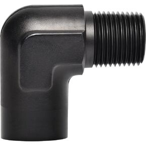 EVIL ENERGY 1/2" NPT Female to Male Fitting Adapter 90 Degree Elbow Aluminum Black