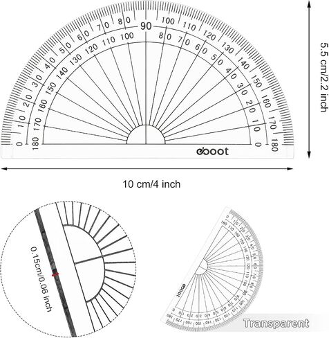 3 Pcs 4 Inch Clear Plastic Protractor Bulk Math Protractors Set 180 Degrees Geometry Protractor Drafting Tools for Classroom Industry Office School Supplies in Saudi Arabia