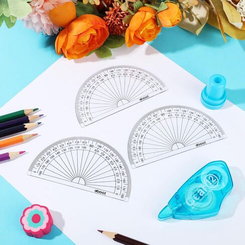 3 Pcs 4 Inch Clear Plastic Protractor Bulk Math Protractors Set 180 Degrees Geometry Protractor Drafting Tools for Classroom Industry Office School Supplies in Saudi Arabia