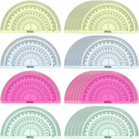24 Pack Plastic Protractors Math Protractor 180 Degrees 4 Inch (Red Green Yellow Blue) in Saudi Arabia