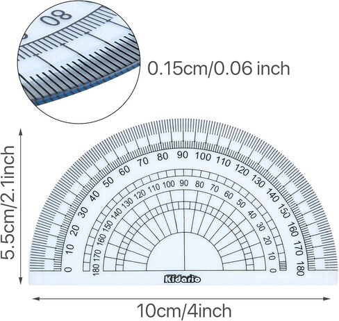 24 Pack Plastic Protractors Math Protractor 180 Degrees 4 Inch (Red Green Yellow Blue) in Saudi Arabia