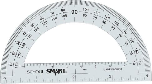 School Smart Plastic 180 Degree Protractor with 4 inch Ruler, Clear, Pack of 12 in Saudi Arabia