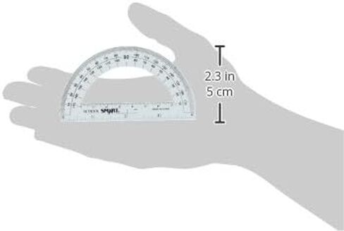 School Smart Plastic 180 Degree Protractor with 4 inch Ruler, Clear, Pack of 12 in Saudi Arabia