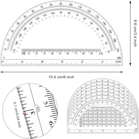 Zonon 3 Pieces Plastic Protractors Bulk Classroom Clear Math Protractors 180 Degrees 6 Inch Protractors for Geometry Student, Angle Measurement, Students Back to School Supplies Office Supplies in Kuwait