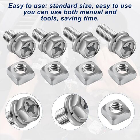 64 قطعة من براغي وصواميل البطارية، M6x10/12/14/16 مم من الفولاذ المقاوم للصدأ لبطارية الدراجة النارية ومجموعة مسامير، برغي بطارية دراجة نارية وصواميل مربعة لبطارية الدراجة ATV طقم صامولة مربعة in Kuwait