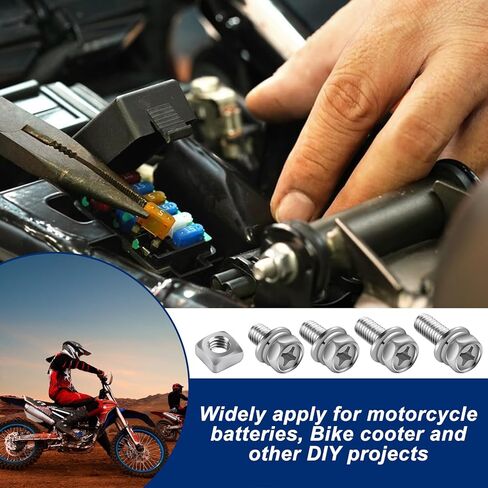 64 قطعة من براغي وصواميل البطارية، M6x10/12/14/16 مم من الفولاذ المقاوم للصدأ لبطارية الدراجة النارية ومجموعة مسامير، برغي بطارية دراجة نارية وصواميل مربعة لبطارية الدراجة ATV طقم صامولة مربعة in Kuwait