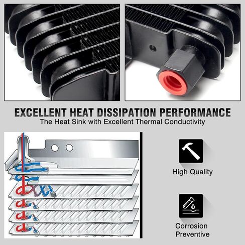 طقم مبرد زيت ناقل الحركة 40 كيلو LPD47391 متوافق مع مبرد ناقل الحركة عالي التحمل 40000 GVW بحد أقصى منخفض الضغط مع أجهزة التركيب وتطبيقات السحب وحماية التبريد المتقدمة - أسود in Kuwait