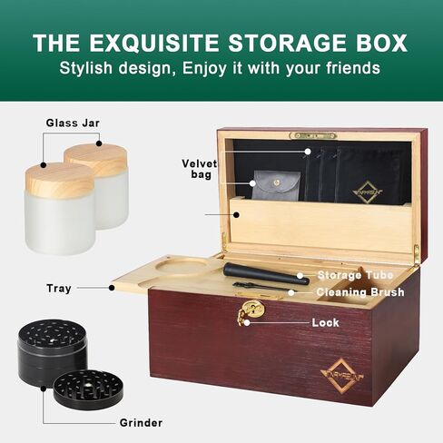 مجموعة صندوق خيزران كبير من TNAMASUN مع قفل، صندوق تخزين مزخرف للمنزل مع صينية قابلة للإزالة، برطمانات زجاجية، أداة ملحقة، صندوق هدايا رائع in Kuwait