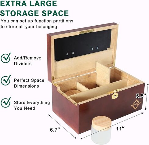 مجموعة صندوق خيزران كبير من TNAMASUN مع قفل، صندوق تخزين مزخرف للمنزل مع صينية قابلة للإزالة، برطمانات زجاجية، أداة ملحقة، صندوق هدايا رائع in Kuwait