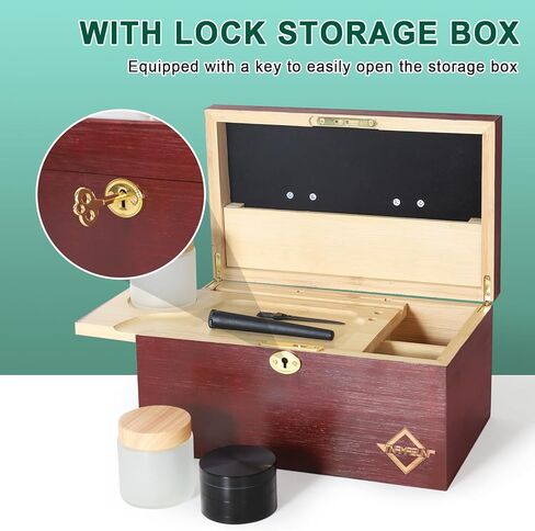 مجموعة صندوق خيزران كبير من TNAMASUN مع قفل، صندوق تخزين مزخرف للمنزل مع صينية قابلة للإزالة، برطمانات زجاجية، أداة ملحقة، صندوق هدايا رائع in Kuwait