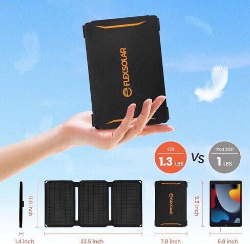 40W Small USB Solar Panel Charger 18W USB-A USB-C PD2.0 Portable Foldable Power Emergency ETFE Monocrystalline Panels IP67 Waterproof Camping Hiking Backpacking Outdoor for Phones Power Banks Tablets in Saudi Arabia