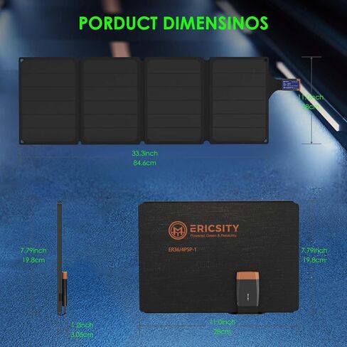 Solar Portable Charger 54W, Ericsity Solar Phone Charger USB Solar Panel Portable for Camping Foldable Solar Panel with USB-C Fast Charging Output and ETFE Surface Material in Saudi Arabia