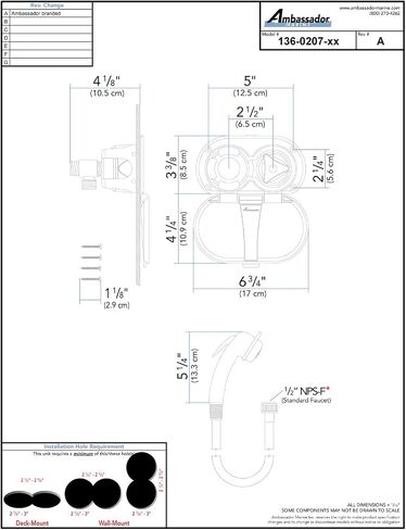 Ambassador Marine Trinidad- Transom Shower (Cold Only), Chrome Cup & Lid, Small Chrome Sprayer, 10' White Rubber Hose, Chrome Trinidad Handle - 136-0207-CW-W in Saudi Arabia