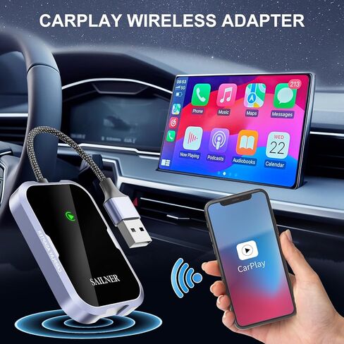 محول Carplay اللاسلكي لـ Apple يحول OEM سلكي إلى محول تشغيل سيارة لاسلكي لجهاز iPhone مناسب للسيارات من 2015 وiPhone 6 أعلاه (ينطبق على السيارات المزودة بـ Carplay) in Kuwait